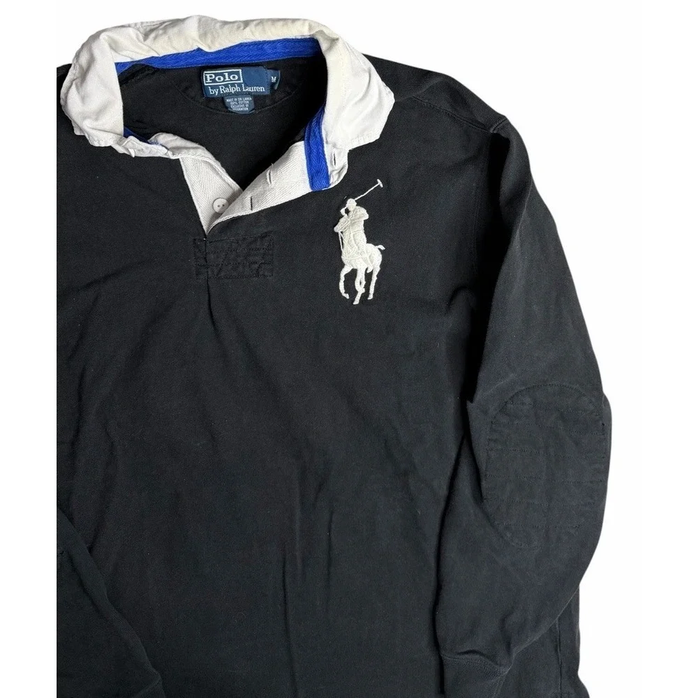 Polo Ralph Lauren Big Pony Rugby Shirt Black Long Sleeve Mens M Number 2